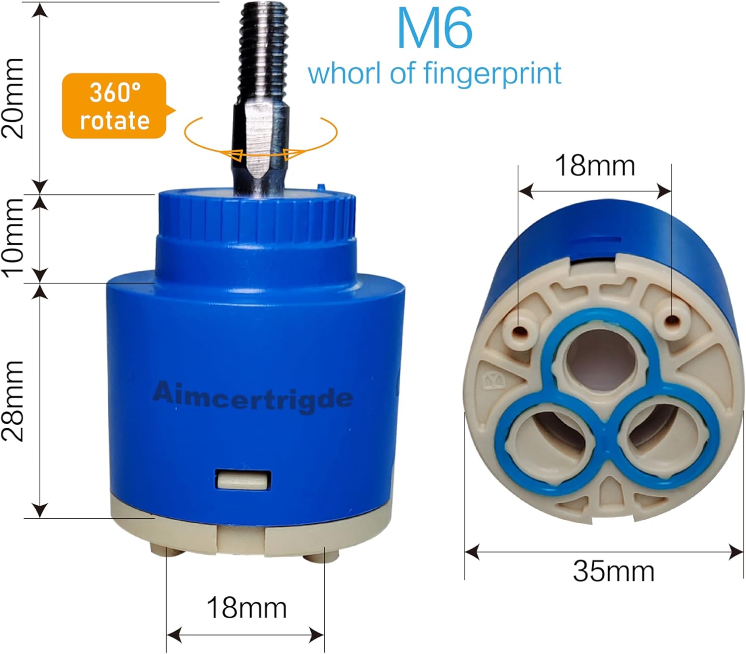 35mm Ceramic Faucet Cartridge Replacement, 35mm Faucet Cartridge Replacement for Single Handle Kitchen Basin Shower Faucets, Ceramic Faucet Valve