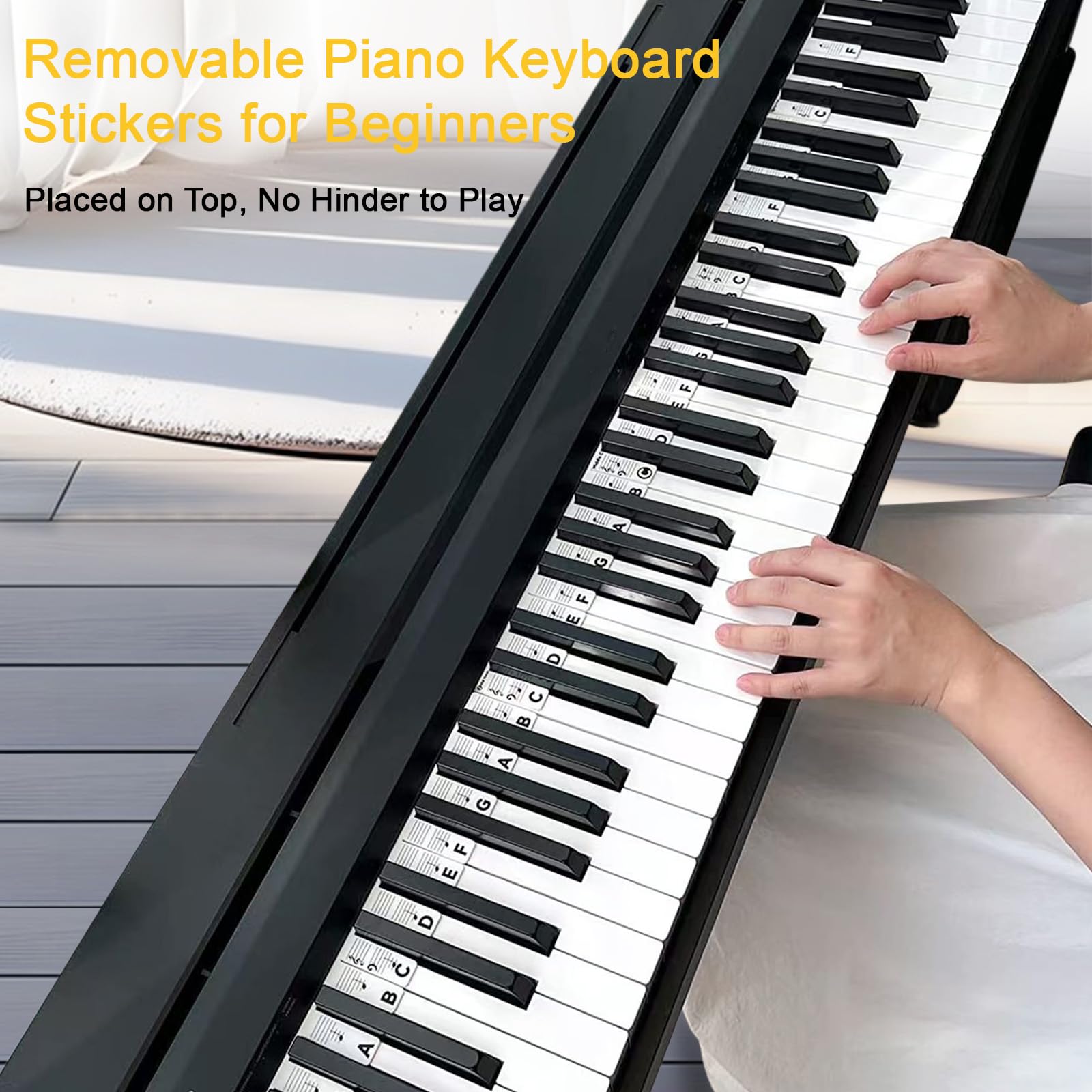 AUNHOKE Removable Piano Keyboard Stickers for Beginners Silicone Piano Note Labels 88-Key Full Size Keyboards - Image 2