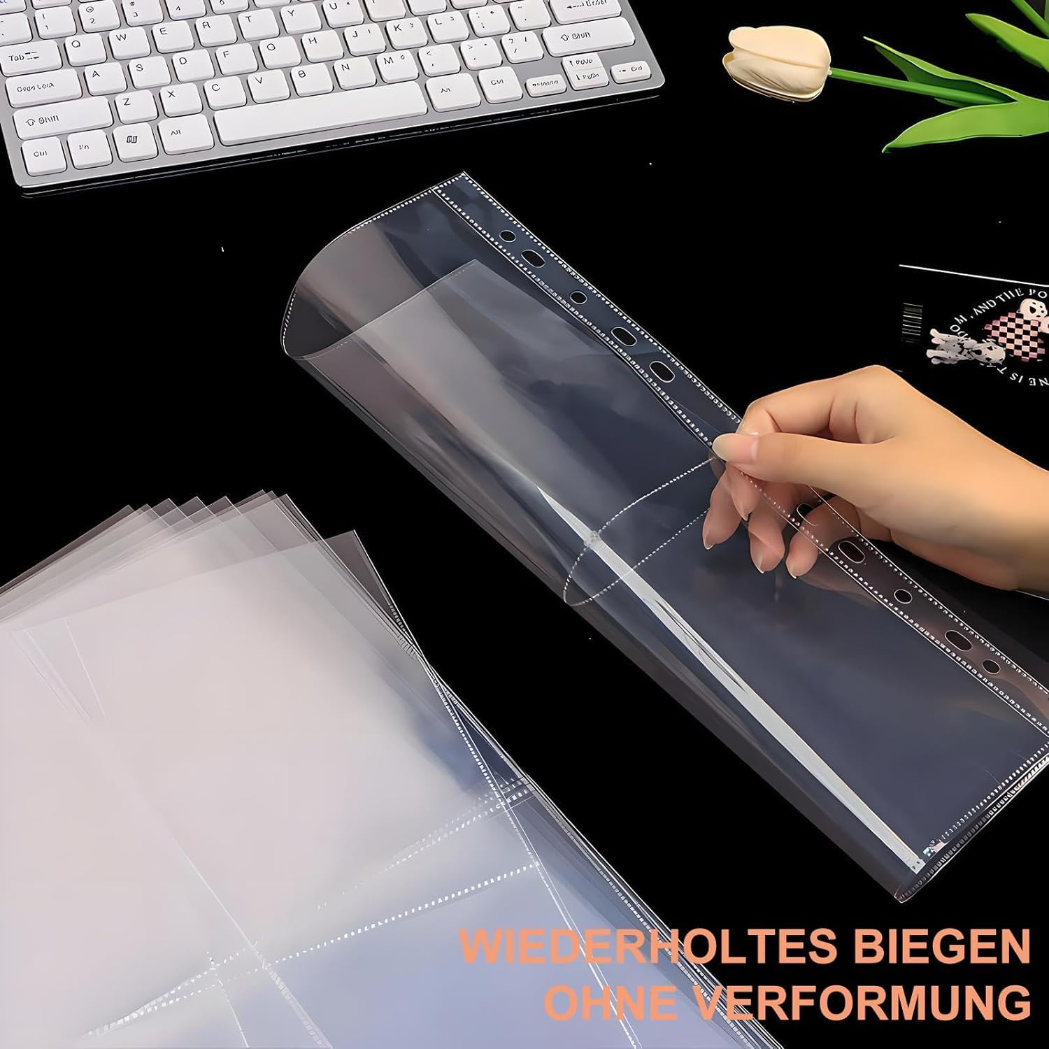 60 Pcs Doppelseitig Fotohüllen, Transparent Postkartenhüllen, Sammelhüllen 4 Fach Geteilt für Sammlungen von Fotografien, Postkarten und Dokumenten(10.5cm×15.2cm)