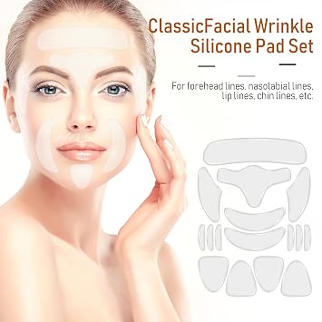Maitys 32 Pcs Silicone Face Mask & Anti-Wrinkle Patches,Black, White