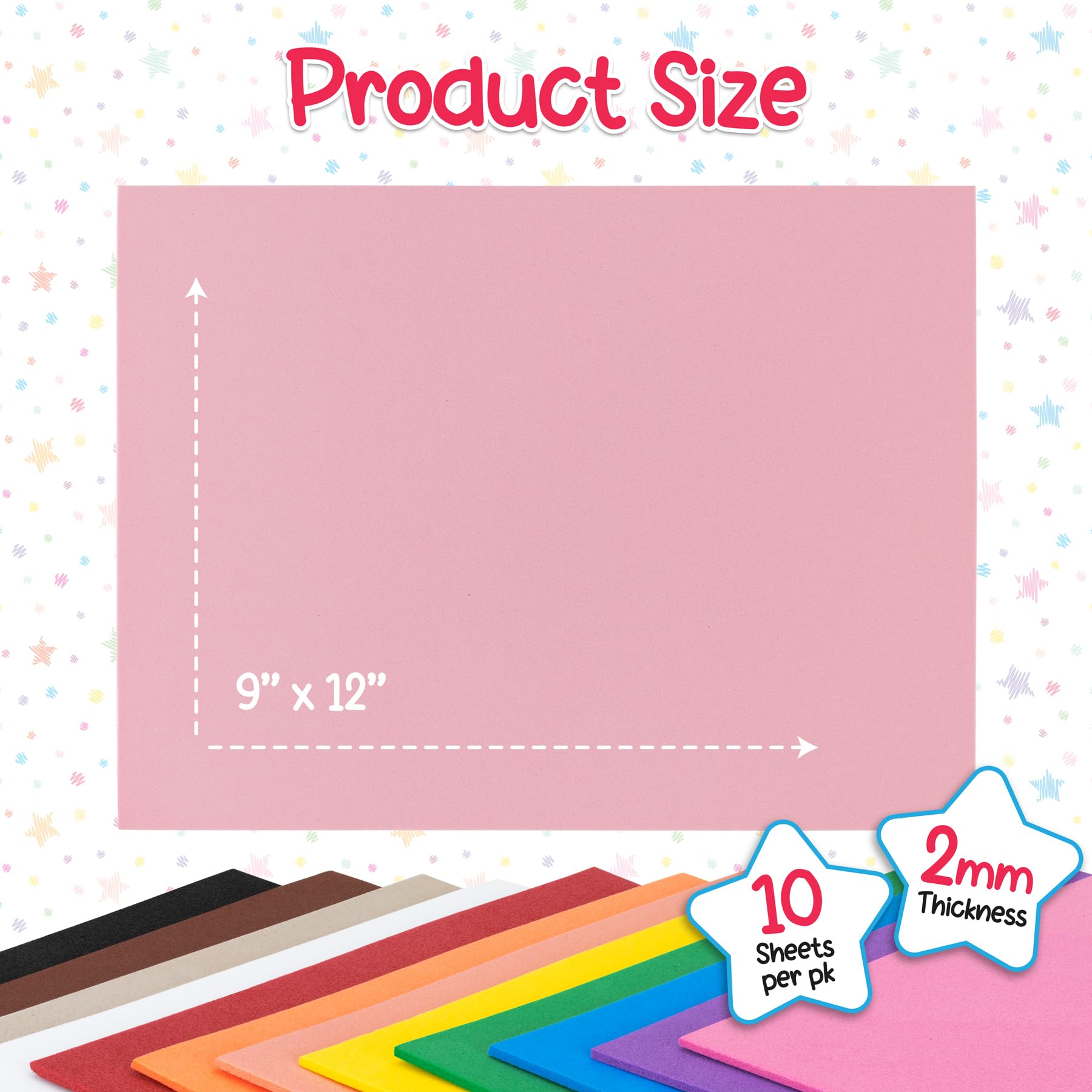 Hygloss Lot de 10 feuilles de mousse pour loisirs créatifs, rose