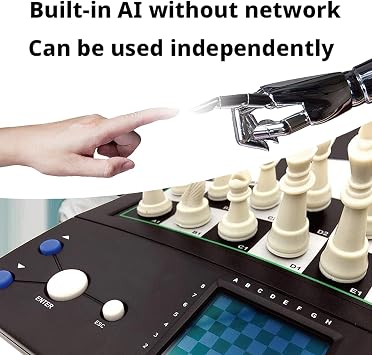 Electronic Chess Set, Portable Chess Board with AI Interaction, Easy Operation and Clear Display for Beginners and Chess Enthusiasts