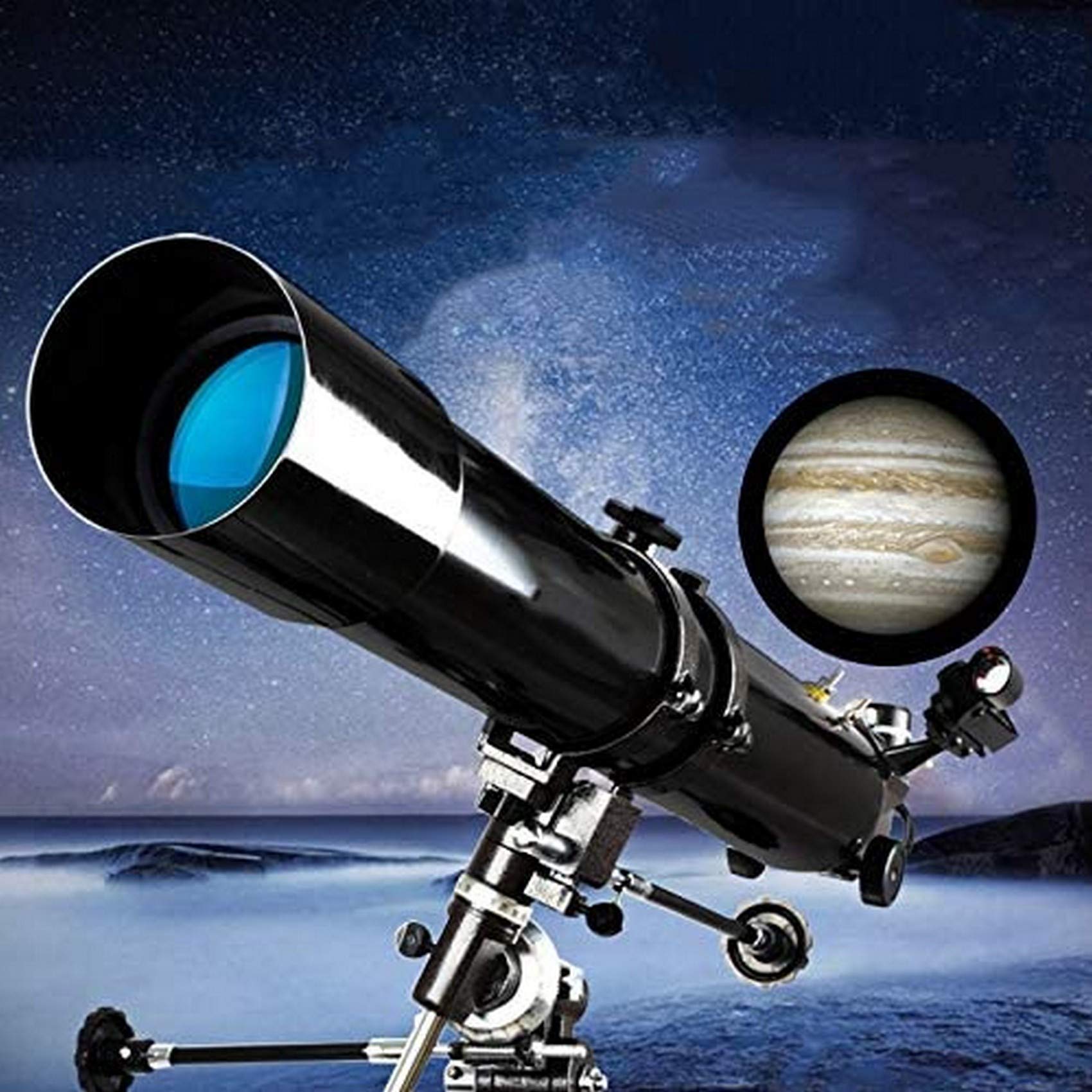Telescopio con Prisma erecto de 90°, telescopio para Principiantes, Calibre portátil de 80 mm, Distancia Focal de 900 mm, telescopio Refractor con trípode y Bolsa de Transporte