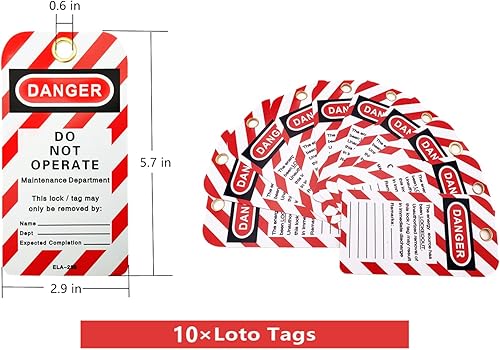 Miniatura 3 de SAFBY Bloqueo de etiquetado de bloqueo, 10 candados de seguridad OSHA Loto iguales y 10 etiquetas de bloqueo para estaciones y dispositivos de