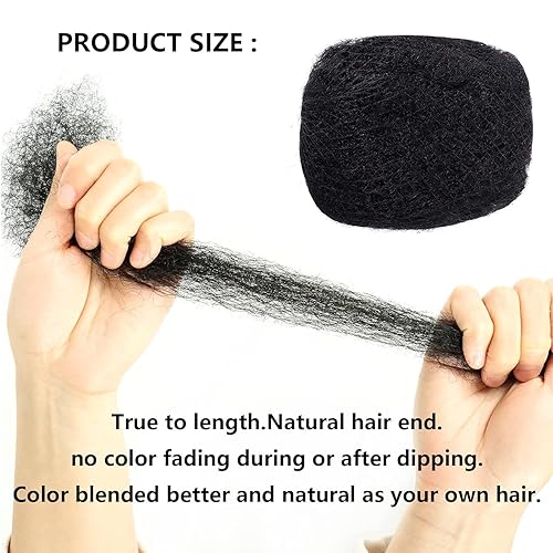 Miniatura 3 de Cabello humano afro rizado a granel para extensiones de rastas, trenzas torcidas, cabello trenzado 100% natural, se puede decolorar y teñir, 1.06 oz