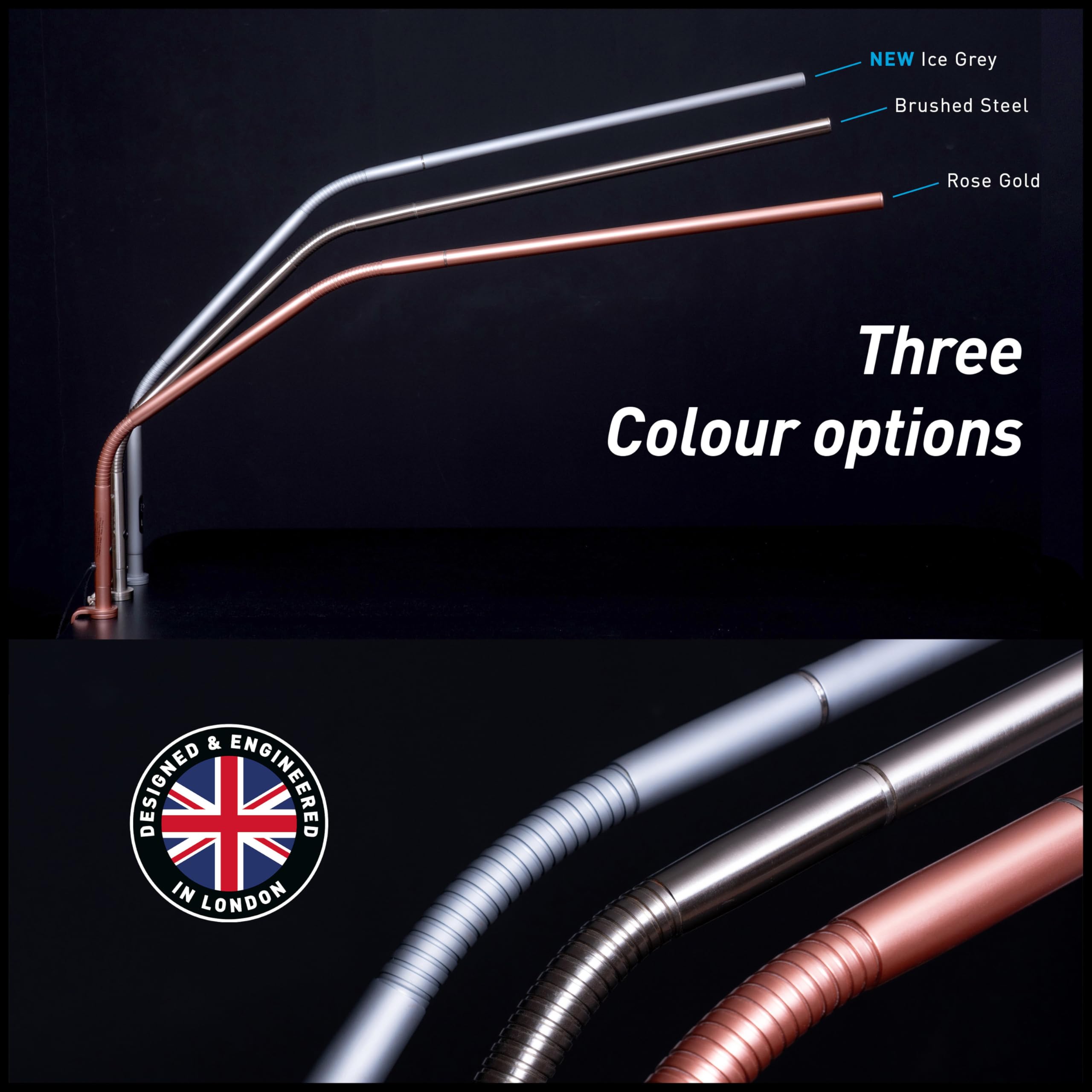 Daylight Slimline 4™ – Lámpara de Mesa LED – 6000K, 3200 Lux, 4 Niveles de Brillo, Puerto de Carga USB-C, Difusor Antirreflejos, Lámpara de Escritorio Ajustable para Arte,Acero Cepillado