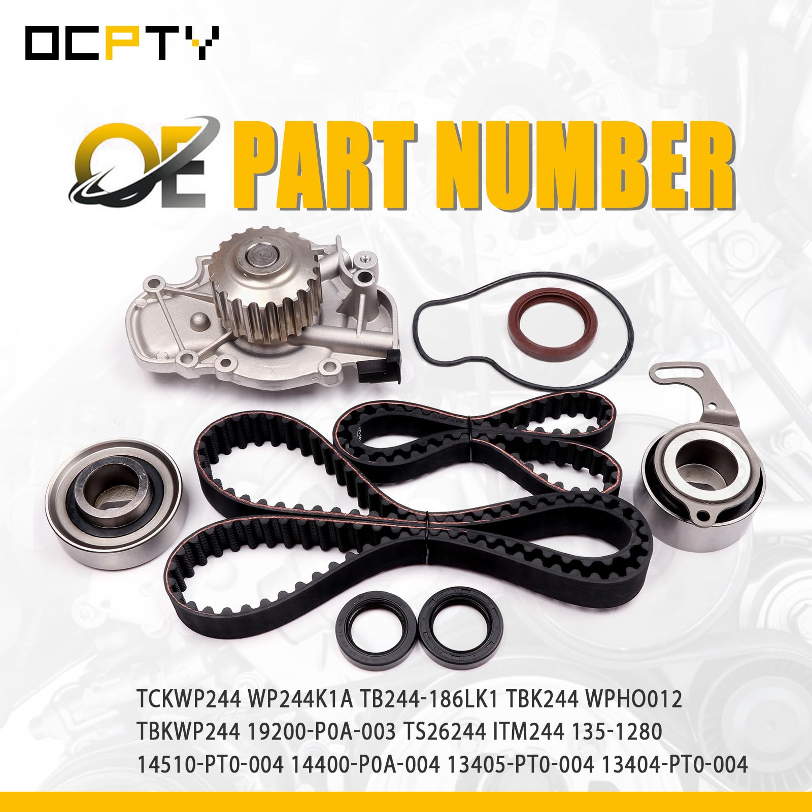 Timing Belt Kit With Water Pump For Honda Accord & Acura CL - Includes Belt, Tensioner, Seals (1994-2002)