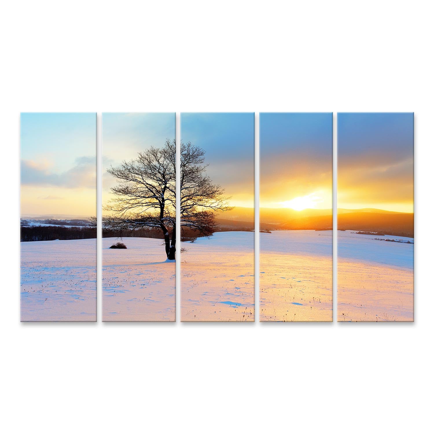 islandburner Primer cuadro sobre lienzo árbol en la nieve al atardecer en el paisaje invernal imágenes murales carteles
