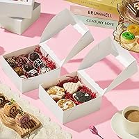 Vista 7 de RomanticBaking 20 piezas cajas de panadería elegantes de 6 x 6 x 2.5 pulgadas con ventana, ideales para galletas, fresas cubiertas de chocolate