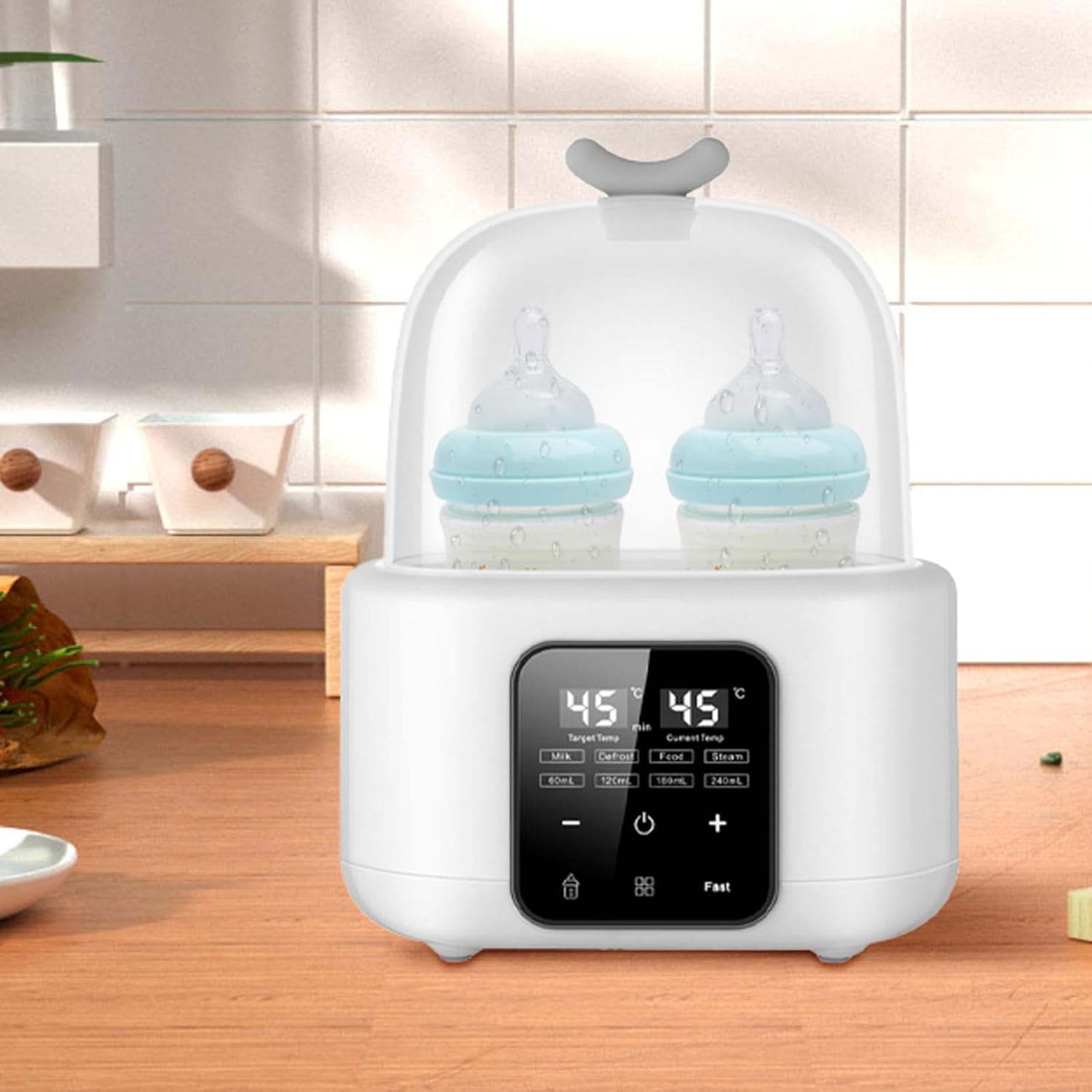 Double Bottle Warmer with Smart Temperature Control, Fast Baby Food Heater and Defrost Warmer with Timer for Twins, LED Display Accurate Temperature Adjustment for Baby Milk Breastmilk (White)