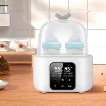 Double Bottle Warmer with Smart Temperature Control, Fast Baby Food Heater and Defrost Warmer with Timer for Twins, LED Display Accurate Temperature Adjustment for Baby Milk Breastmilk White