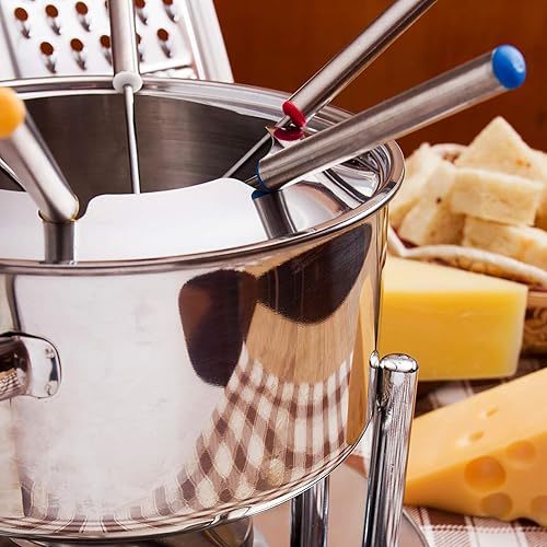 Miniatura 5 de 6 tenedores de fondue de acero inoxidable + 6 tenedores de fondue con mango de madera para queso, chocolate y frutas y más