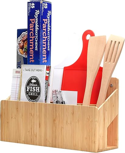 Miniatura 7 de MobileVision Soporte para revistero de bambú, clasificador de correo, organizador de carpetas de archivos, estante montado para el hogar u oficina