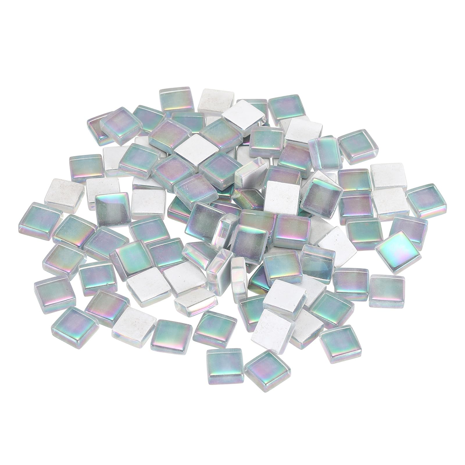 sourcing map Mosaic Tiles, 1 x 1cm Micro Glass Tiny Mini Mosaic Tile DIY Hobbies Handmade Crystal Free Stone Craft Material Creativity (AB Light Grey Pack of 110)