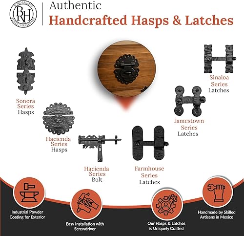 Miniatura 4 de Paquete de 4 pernos de barril universales de hierro forjado a mano de 9 pulgadas  Serie Hacienda de Borderland Rustic Hardware  Acabado negro  para