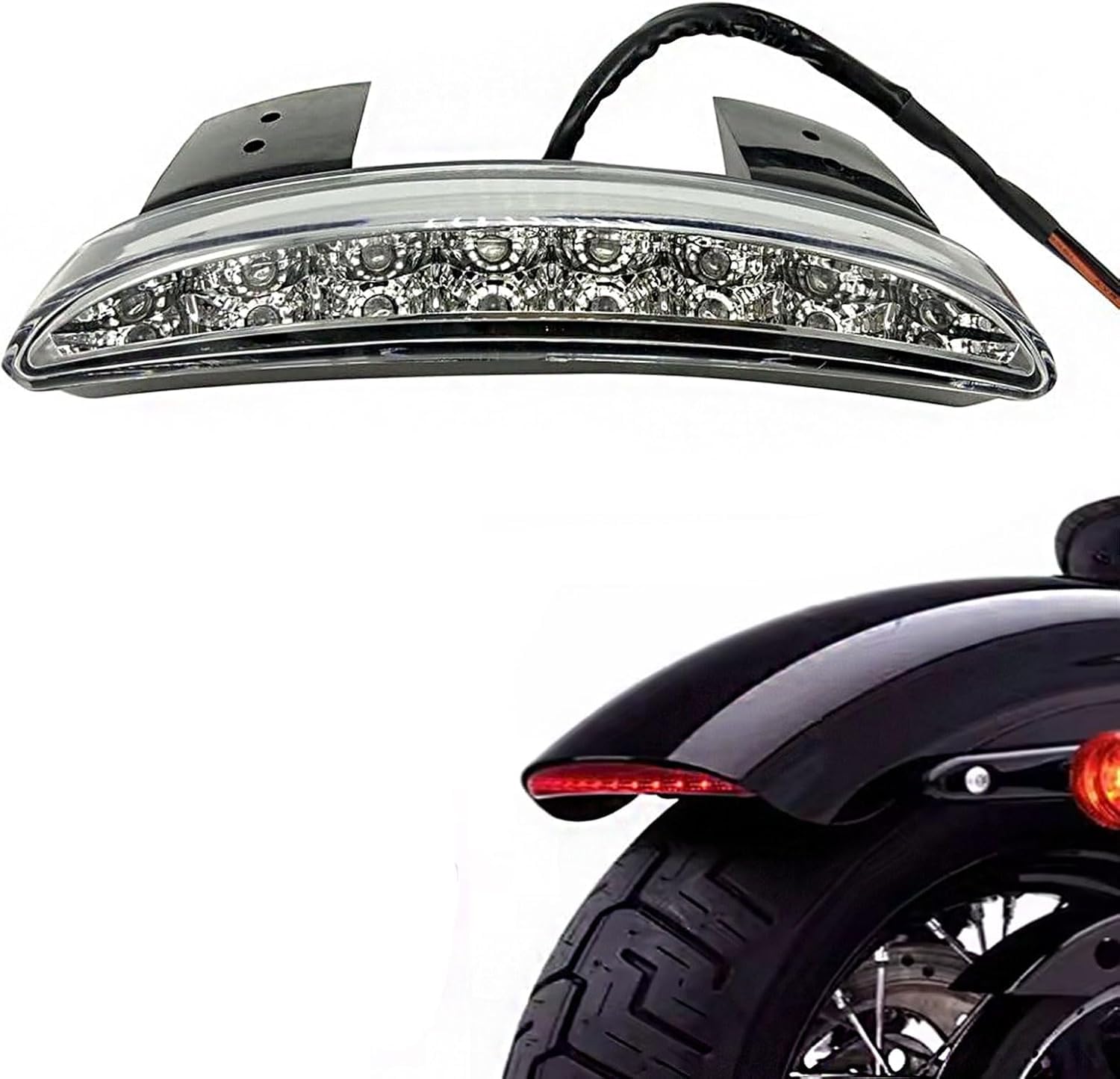 Chopped Fender LED Tail Light Clear For Harley Sportster XL Series(Clear)