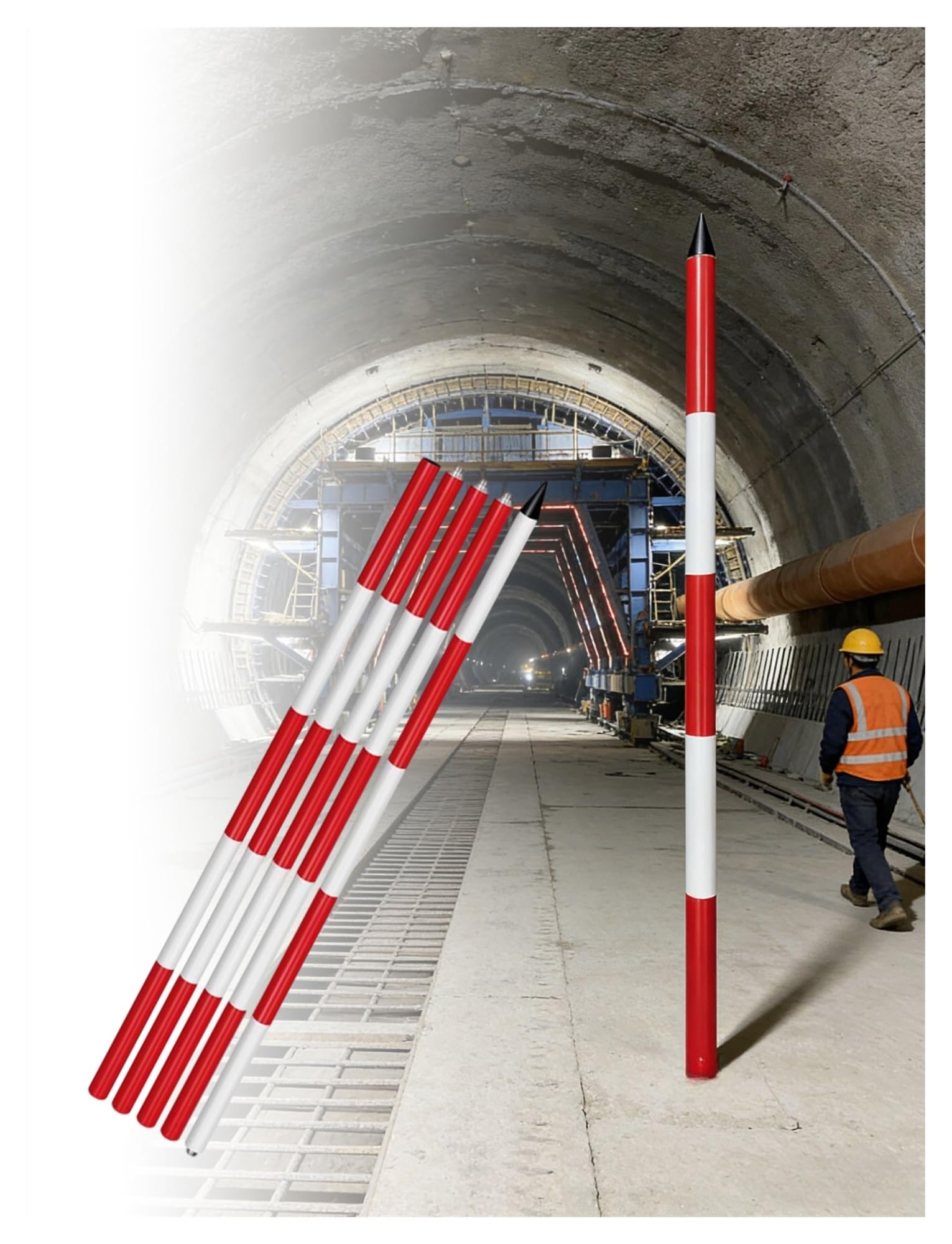 Juego de barra de inspección y prisma para topografía de tierras, alta visibilidad para construcción de carreteras y diseño del sitio