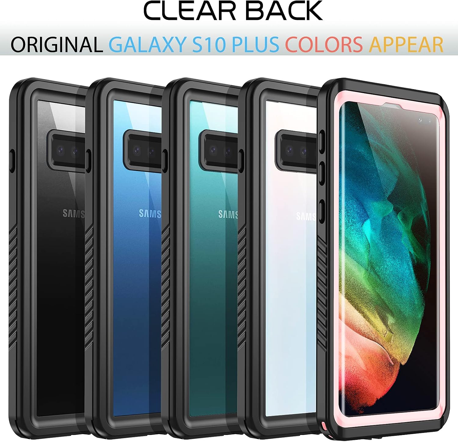 Temdan Samsung Galaxy S10 Plus Case Waterproof,Clear Sound Quality Built in Screen Protector with Fingerprint Film Full Body Heavy Duty Shockproof IP68 Waterproof Case for Galaxy S10 Plus 6.4 inch