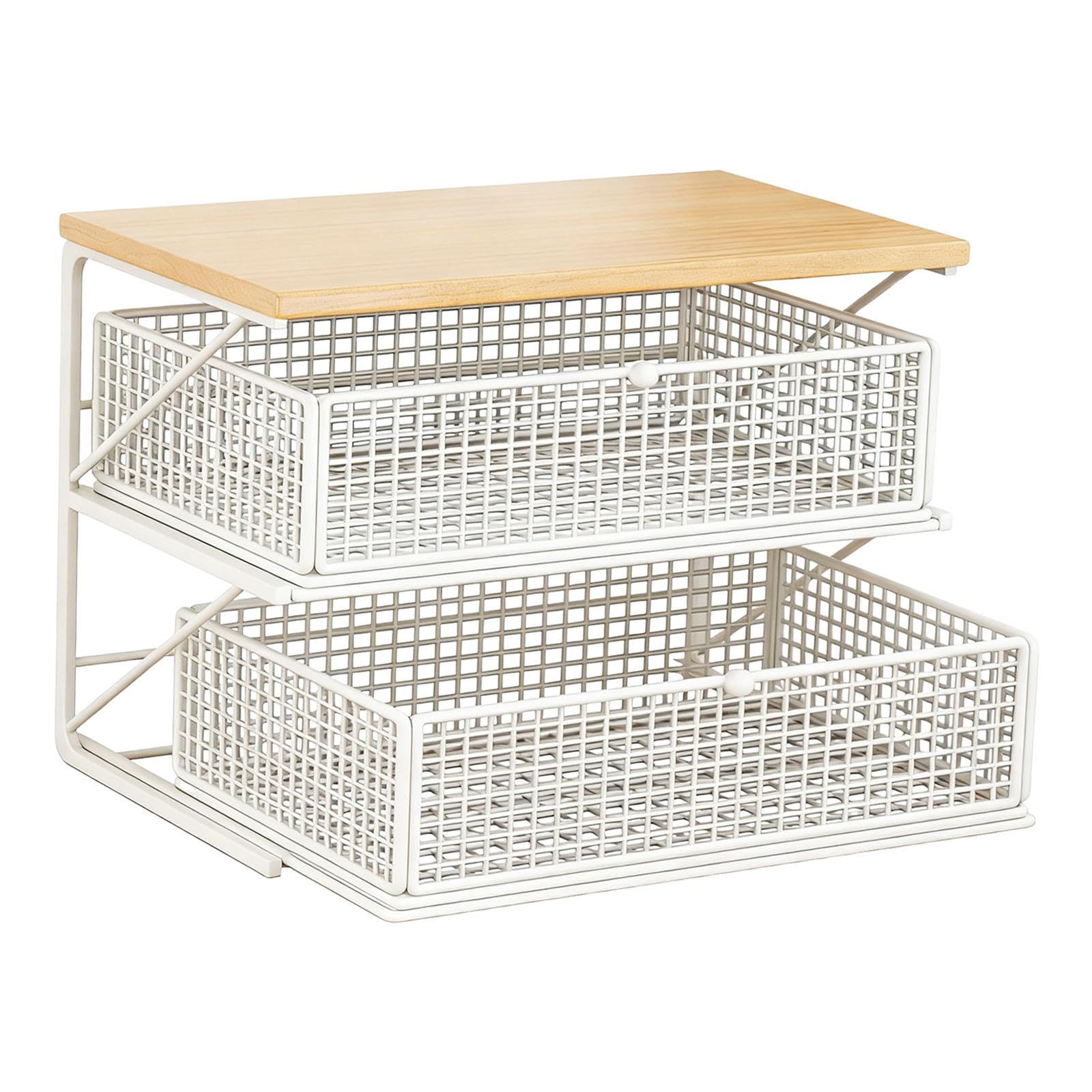 Kaffeeregal, Küchenorganizer mit Schublade, Ablagefach, Ideal für Büro, Tisch, Wohnzimmer Oder Küche, White S