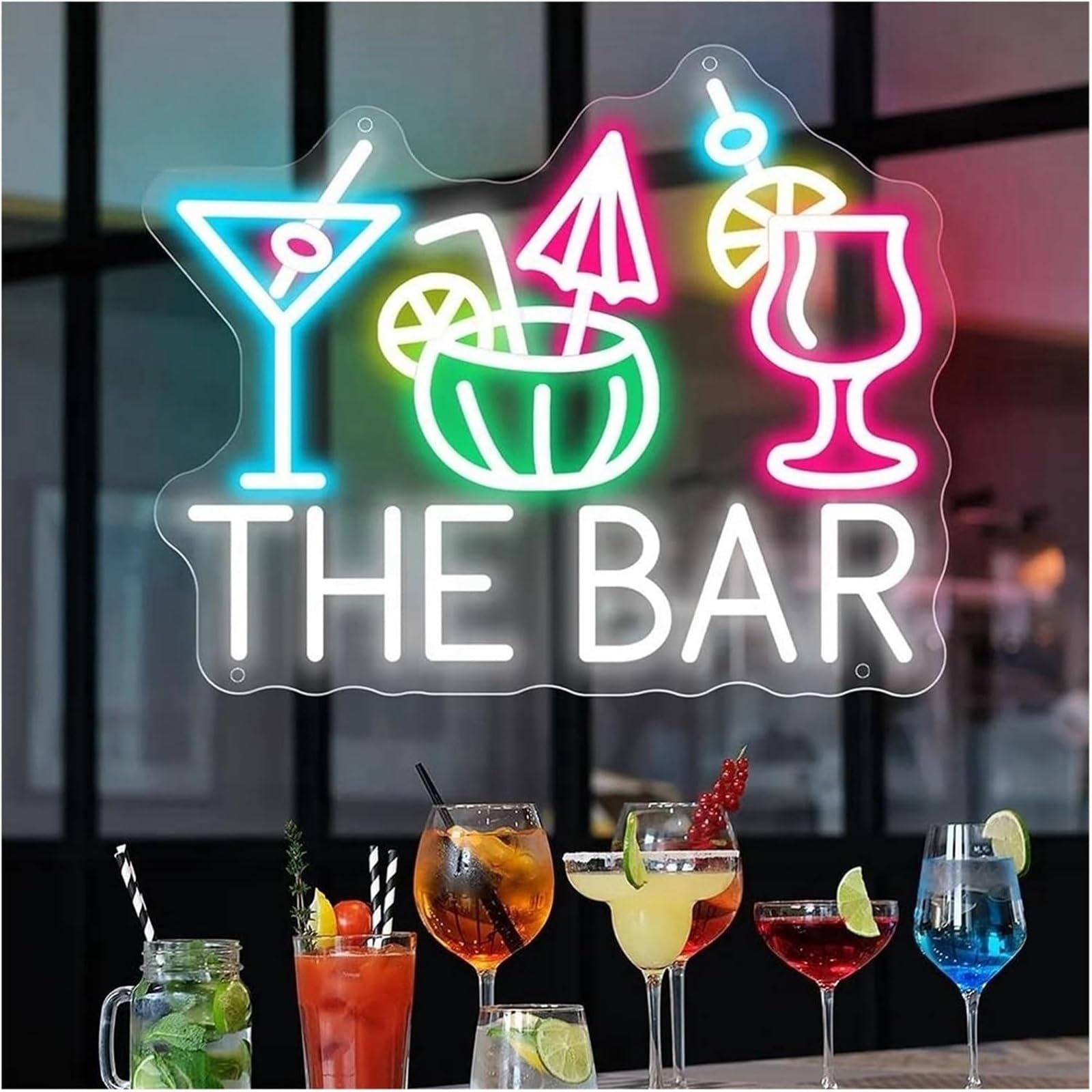 Per insegne al neon Tiki Bar, per decorazioni murali, luci dimmerabili(23cmx40cm)