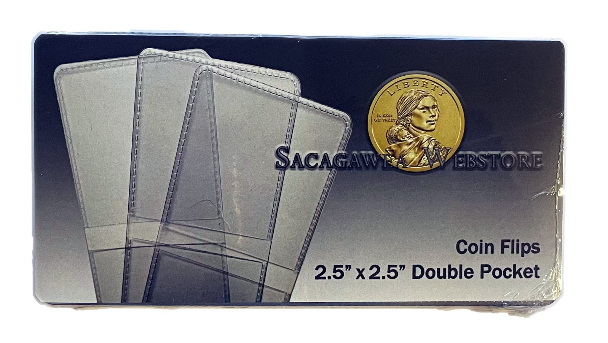 25 Pack Double Pocket 2.5 x 2.5 Unplasticized Vinyl Flips Safe for Long Term Coin Storage