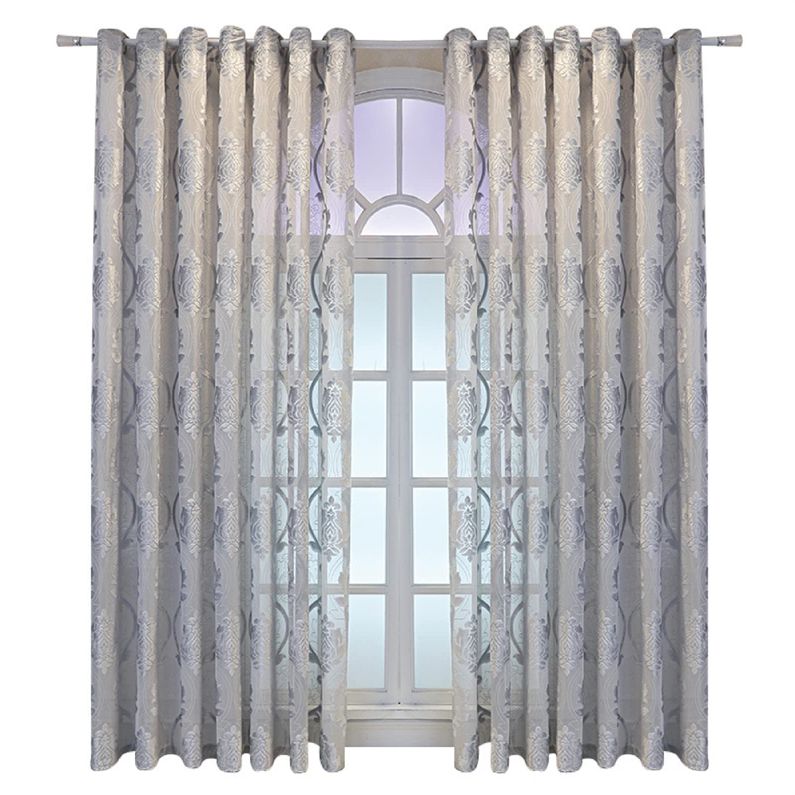 Rideaux occultants pour préserver l'intimité voile gris floral 132x137cm
