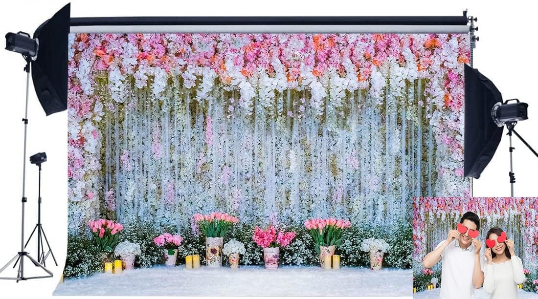 Haosphoto 7X5FT Floral Wall Backdrop for Photography Flower Backdrop Spring Garden Background for Baby Shower Girls Birthday Valentine's Day Bridal Shower Wedding Anniversary Photo Studio Props HS532 - Image 4