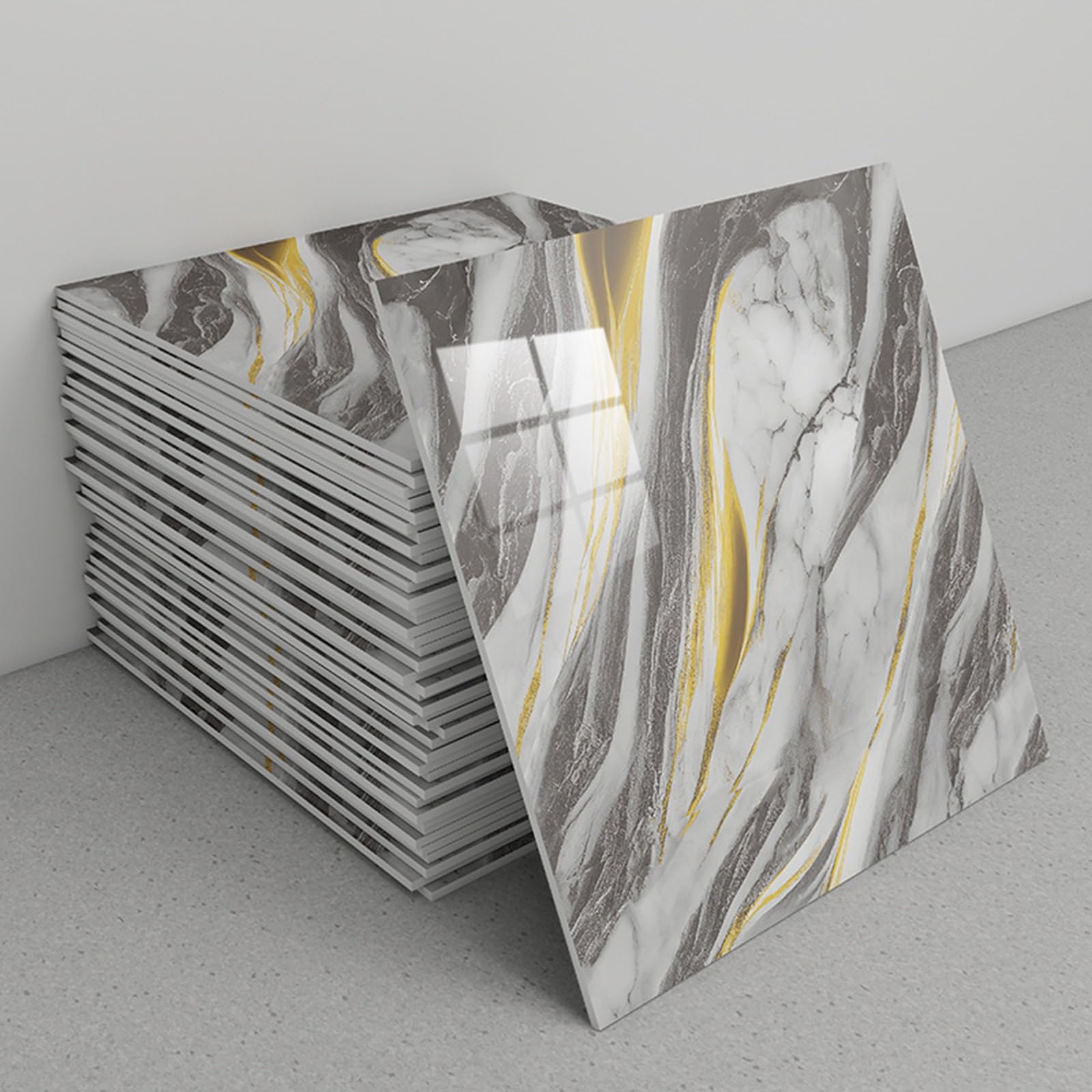 Marble Tile Stickers, Marble Peel and Stick Backsplash Panels Pack of 30 30x30cm