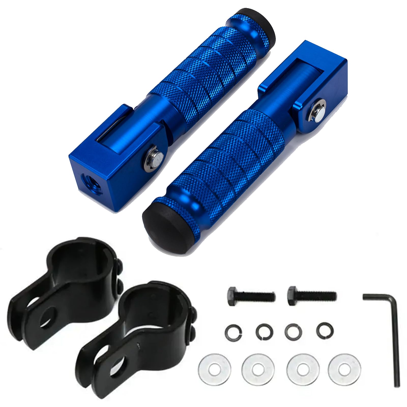 XINGWU M8 Motorcycle Foot Pegs 90 Degree Foldable Footpegs CNC Anti-Skid Footrest Universal for Yamaha Honda Suzuki Aprilia Electric Car Motorbike Mini Bike Dirt Pit Bike Passenger Pedal (Blue)
