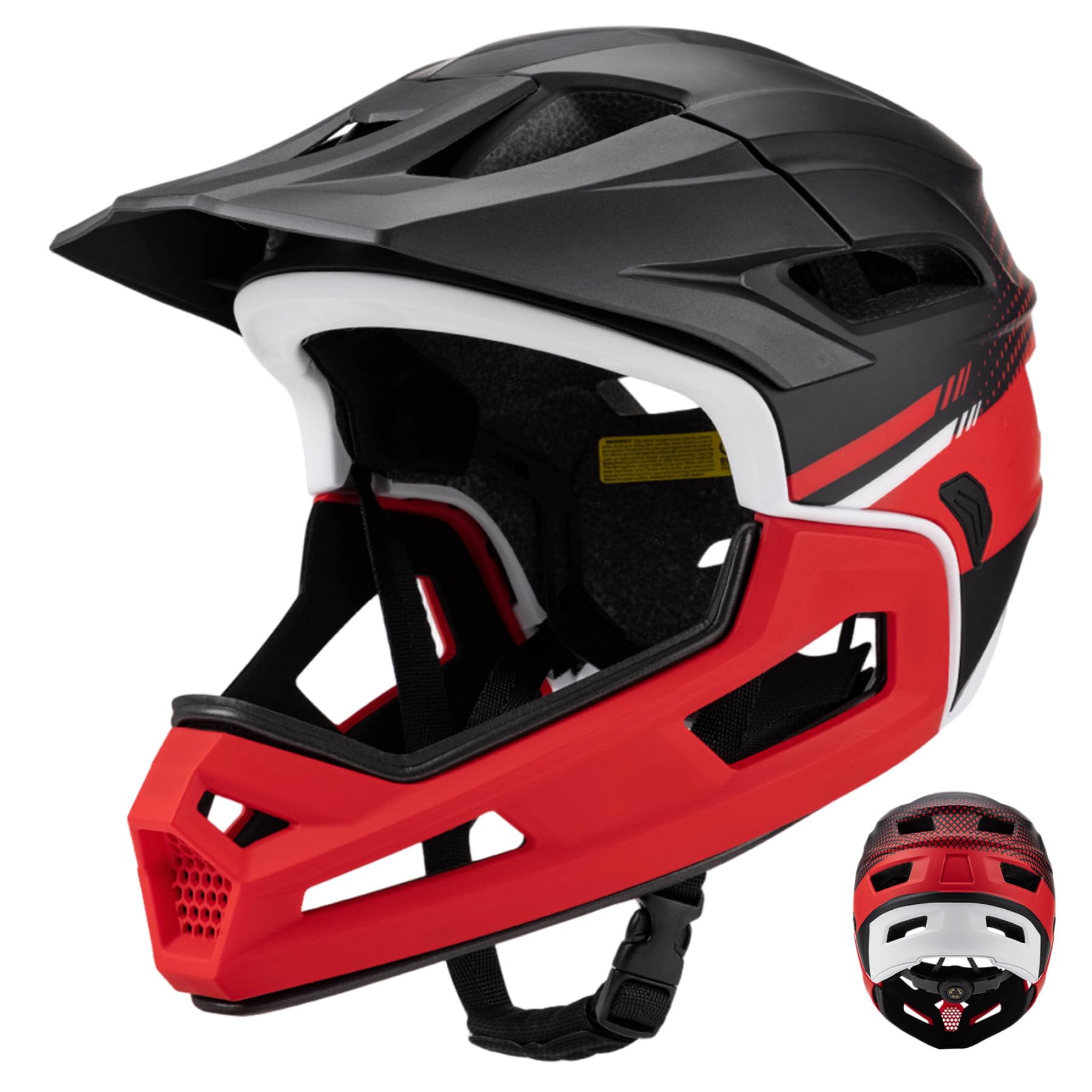 Mountainbike-Helm, Fahrradhelm für Erwachsene, Mountainbike-Vollgesichtshelm mit abnehmbarem Kinnschutz – belüftet, verstellbar, leicht, für Männer und Frauen