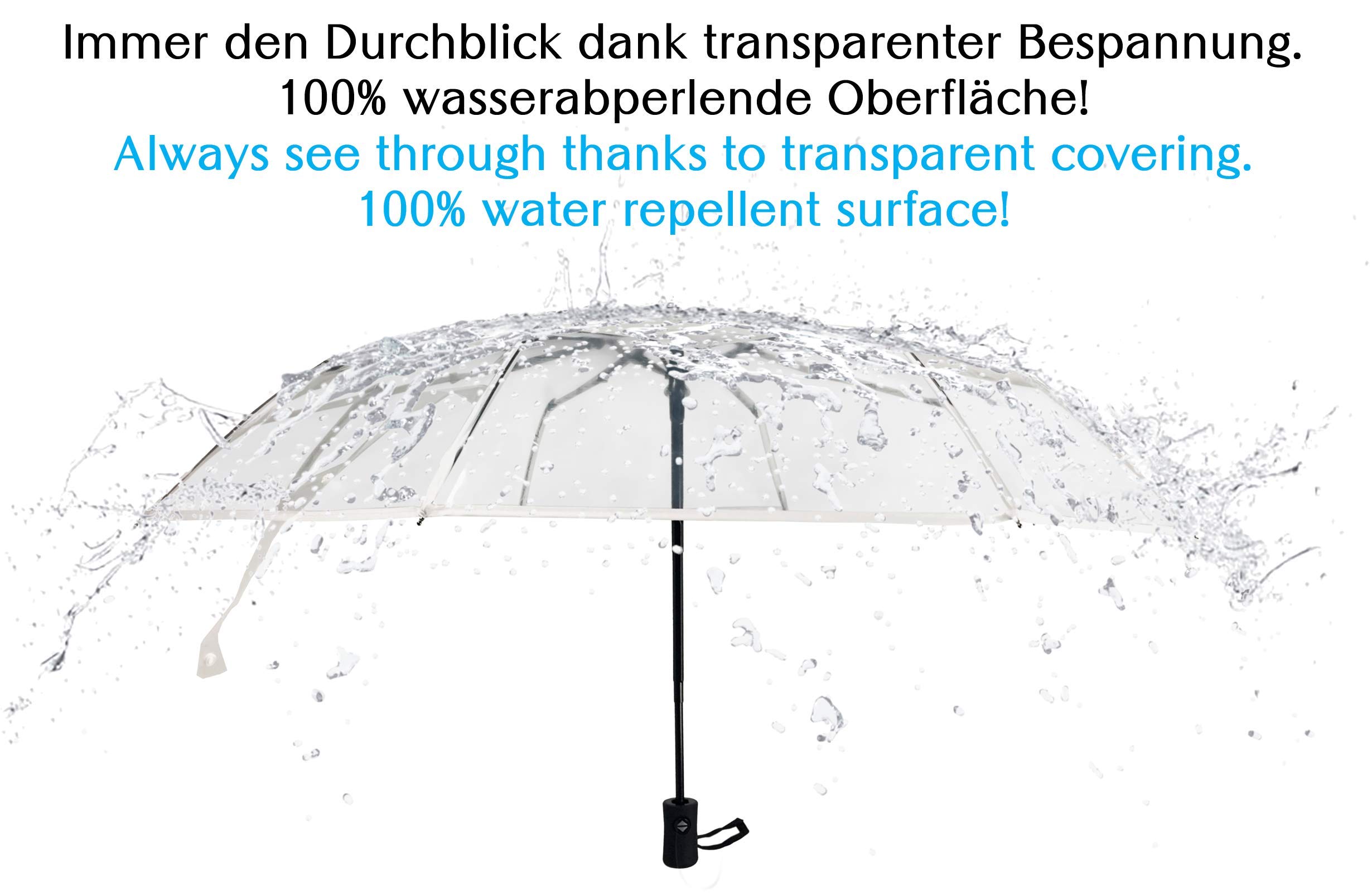 Parapluie pliable transparent, blanc transparent, Ø98 cm - faltbar