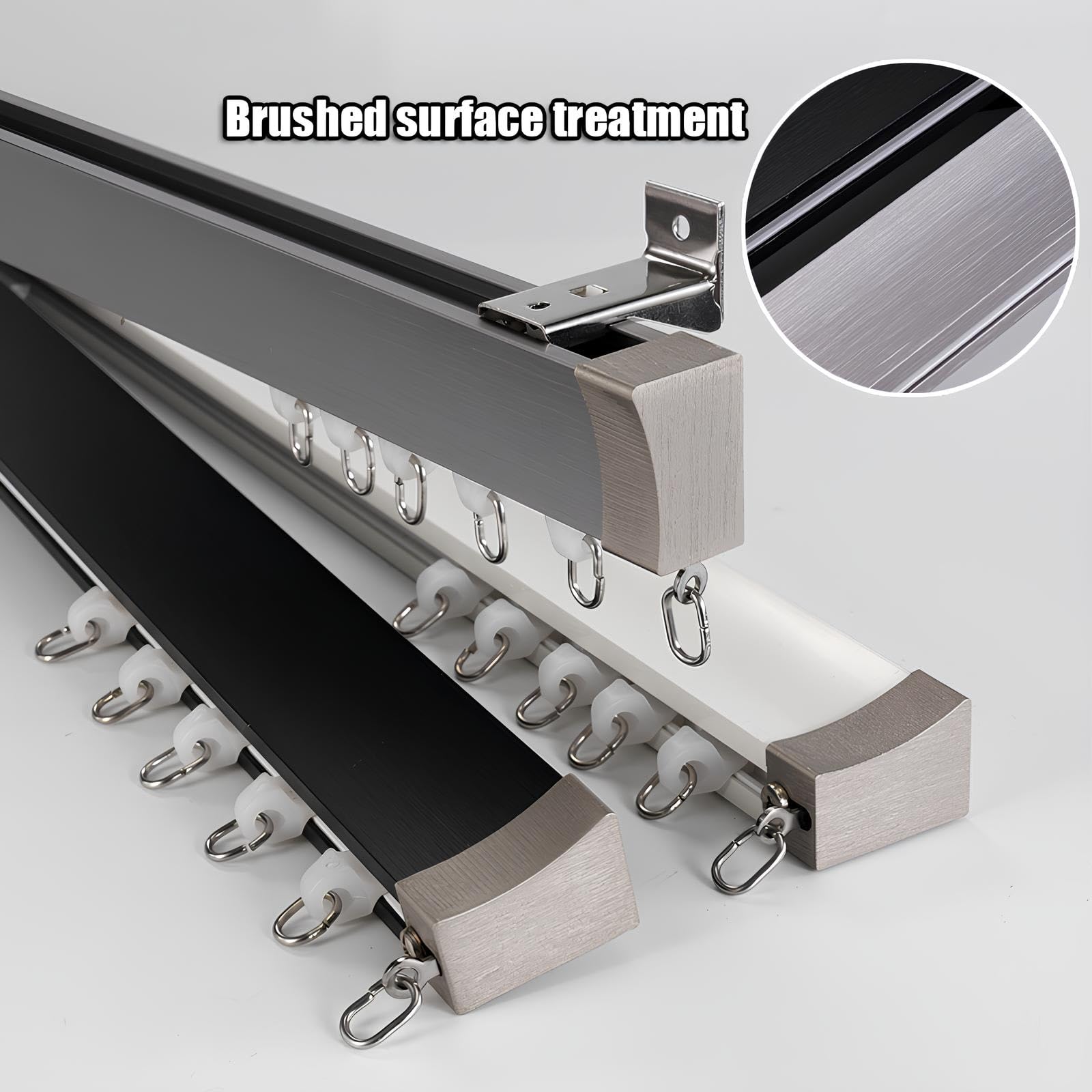 Rail de Rideau en Aluminium, Tringles à Rideaux pour Séparation de Pièce, Bureau, Salon, Chambre, Balcon, Fixé au Plafond/au Mural(White-Ceiling,1.40m)