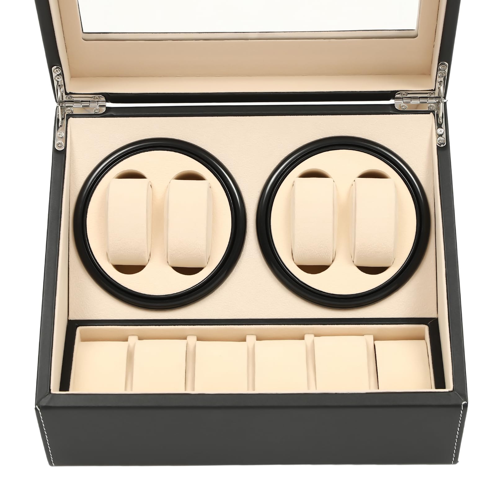 Uhrenbeweger für Automatikuhren 4 Uhren+6 extra Speicherplätze super leisem Luxuriöser Automatik Uhrenbeweger Watch Winder Uhrendreher