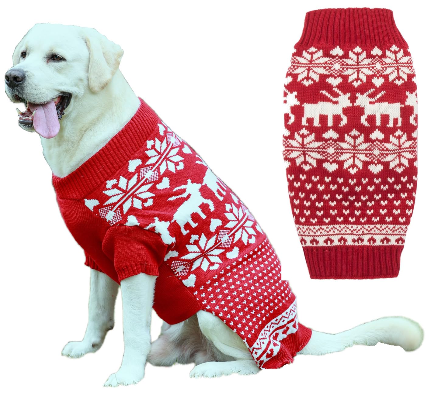 Pull de Noël pour chien grand gabarit XXXL maille chaude rouge