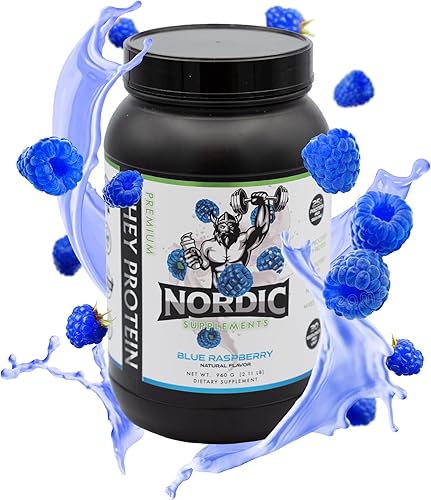 Nordic Supplements - Batido de proteína de frambuesa azul ultra filtrado procesado en frío Fórmula avanzada 088oz de proteína 30 porciones