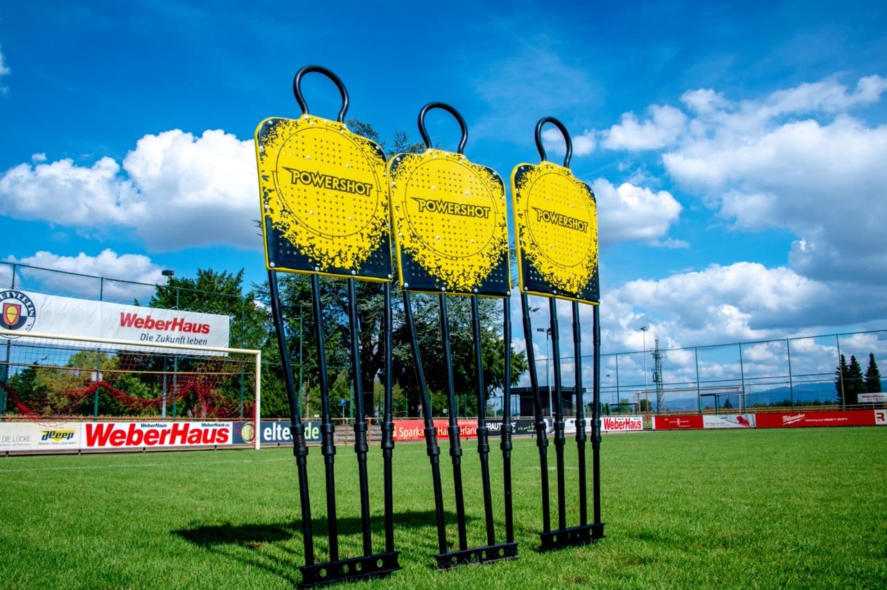 POWERSHOT Trainingsdummy Fußball, Freistoßdummy 180cm - WETTERFEST, Flexibles Federgelenk - Einzel oder 3er Set - Mit oder ohne Standfuß