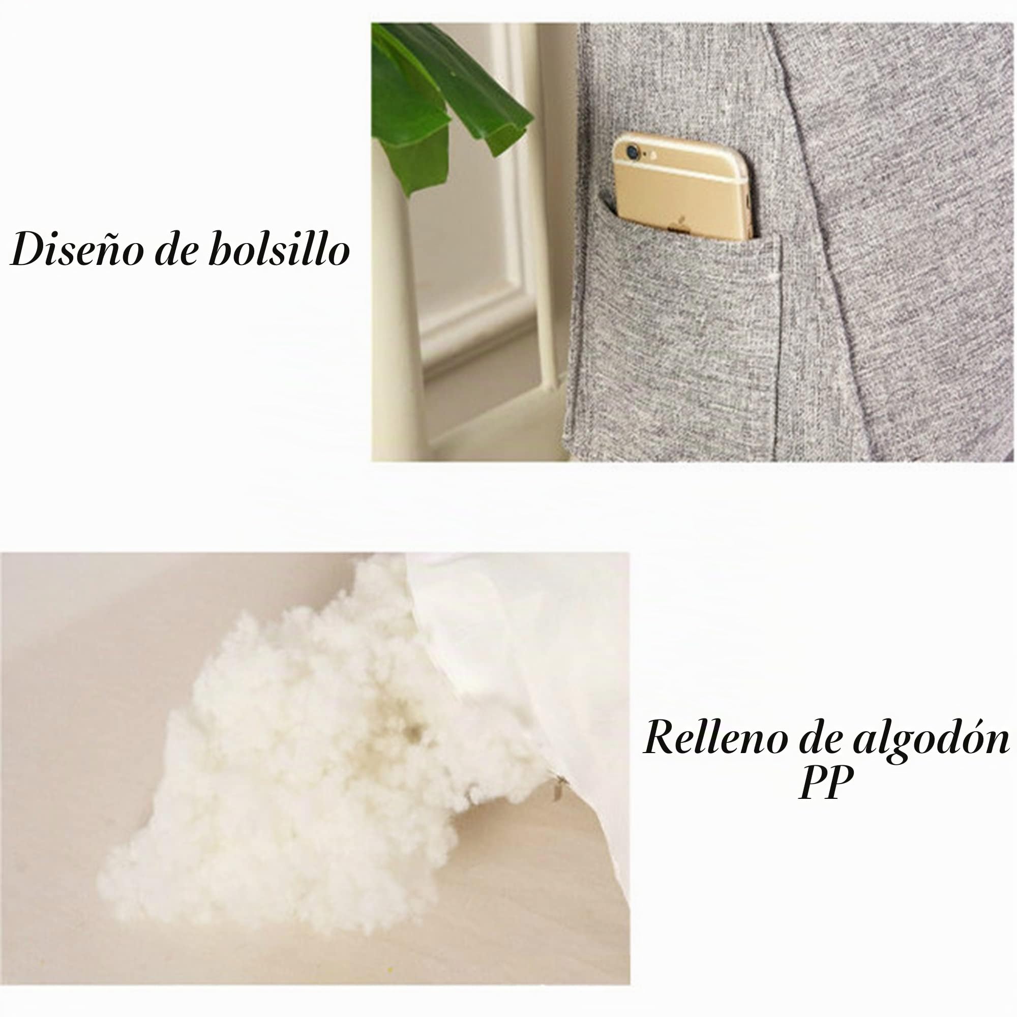 Cojín de Lectura Triangular Simple, Almohada de Respaldo Grande para Cama, sofá, Tatami, Almohada de día para Cama de día, Almohada de cabecero de (Gris, 100x50x20)