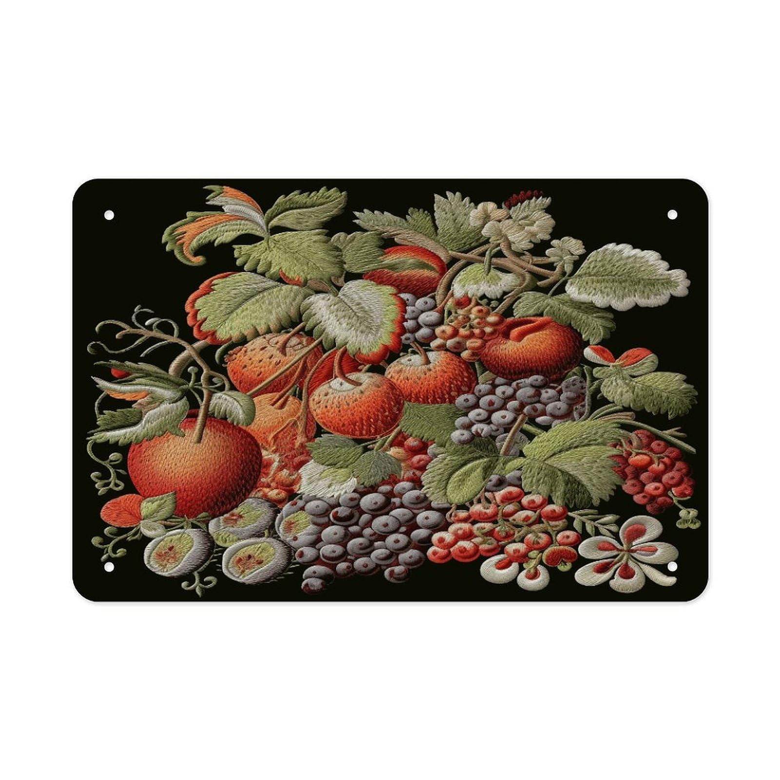 Fekiloot Style Fruits And Leaves Metal Signs Wall Art Tin Sign