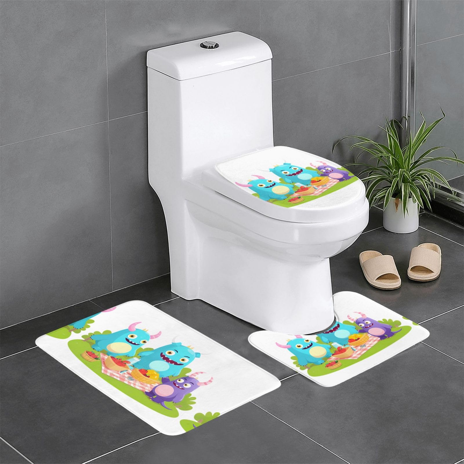 Tapis de salle de bain WHJDPP lot de 3 pour toilettes et baignoire