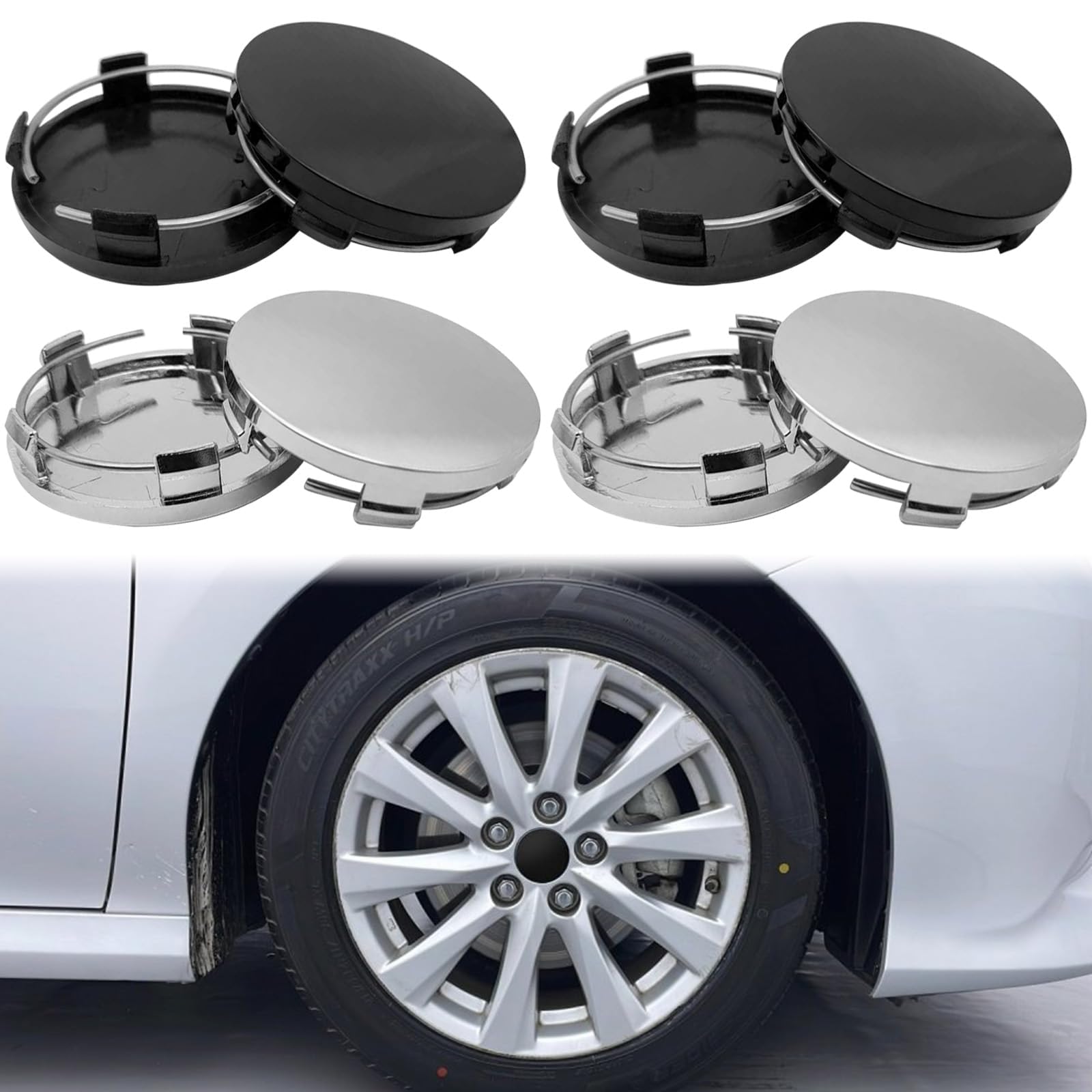 SZPXXX 4Pcs Hub Centre Caps for Volvo C30 C70 S40 V50 S60 V60 V70 S80 XC90 64mm, wheel centre caps, Stable Car Wheel Center Hub Caps Replacement,hub centre caps,wheel center caps,Black