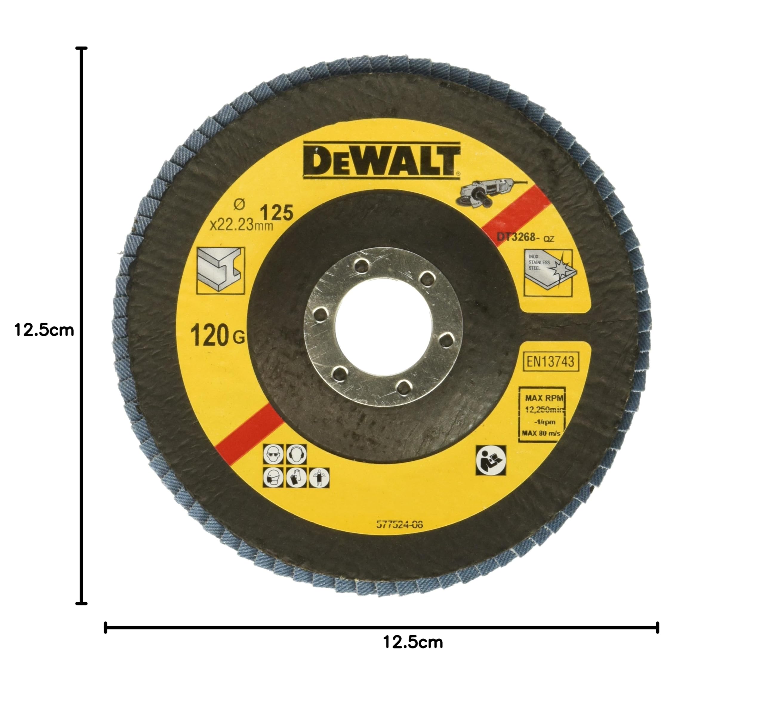 DEWALT Disque à Lamelles Grain 120 DT3258-QZ – Meulage Et Nettoyage Métal, Haute Performance Et Faible Bruit