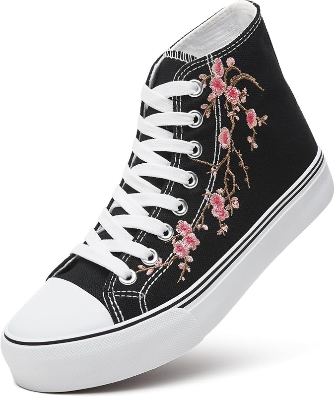 Zapatillas zapatillas de lona de caña alta para mujer, zapatillas de tenis informales con cordones