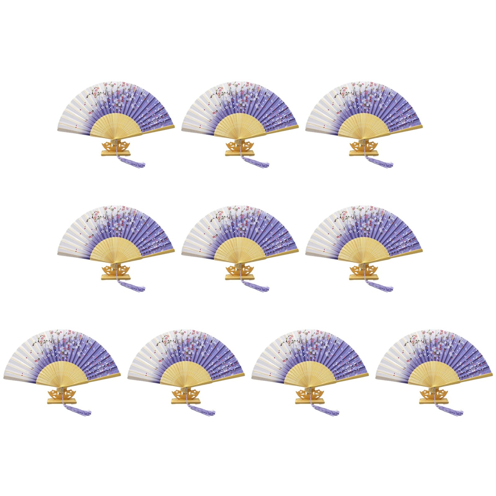 Xinsheinelry Of 10 Bamboo Folding Fans Traditional Chinese Handheld Fan with Elegant Carvings for Cooling and Decoration Bamboo Folding Fan
