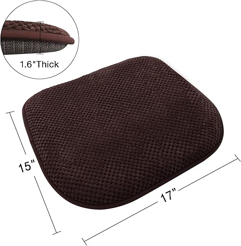 Miniatura 2 de Cojines de asiento de espuma marrón para sillas de cocina, cojines antideslizantes para asientos de patio, juego de 4 cojines lavables en forma de U