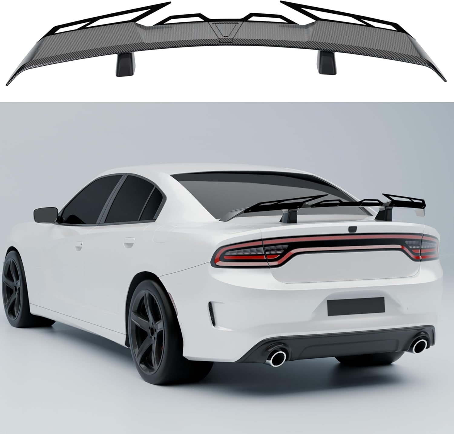 Carbon Fiber Look Spoiler for Dodge Charger Accessories All Models All Years Trunk Mounted Easy Installation