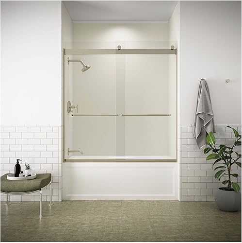 Miniatura 4 de KOHLER Purist Rite-Temp - Molde para baño y ducha con mango de palanca y cabezal de ducha de 1,75 Gpm Latón cepillado vibrante.,Mate negro,Cromo