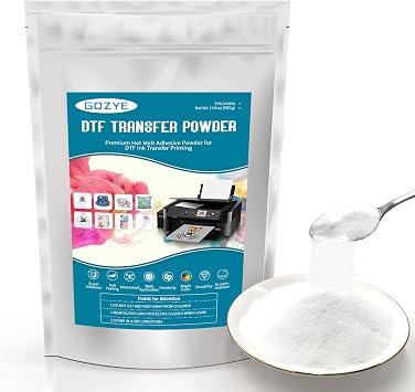 GOZYE DTF Transfer Powder - 500 g/17.6 oz White DTF Hot Melt Adhesive | Digital Preheat Powder for Transfer PET Film Printing, Compatible with DTF & Sublimation Printers, Ideal for All Fabrics