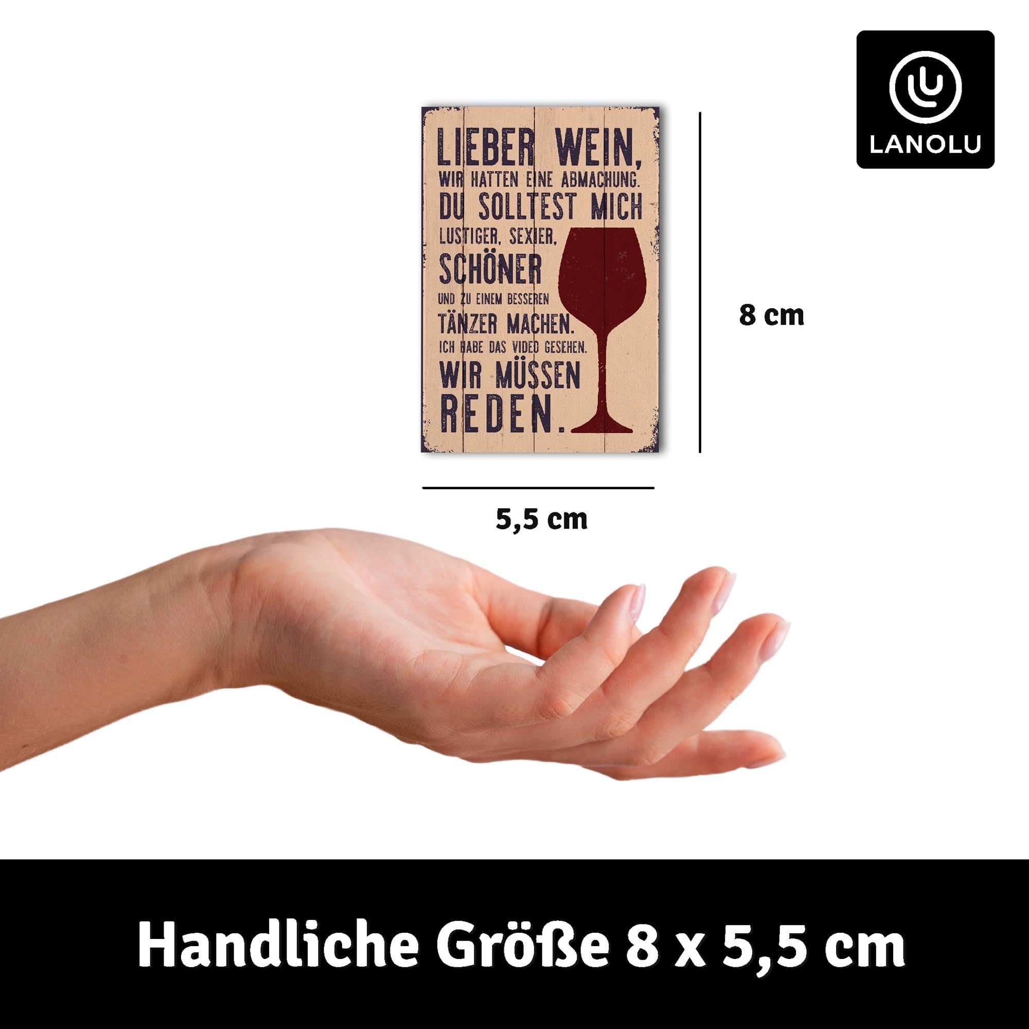 LANOLU Fridge Magnets Funny "Lieber Wein" with Sayings and Funny Motifs 8 x 5.5 cm, Dear Wine, 8 x 5,5 cm - Image 4
