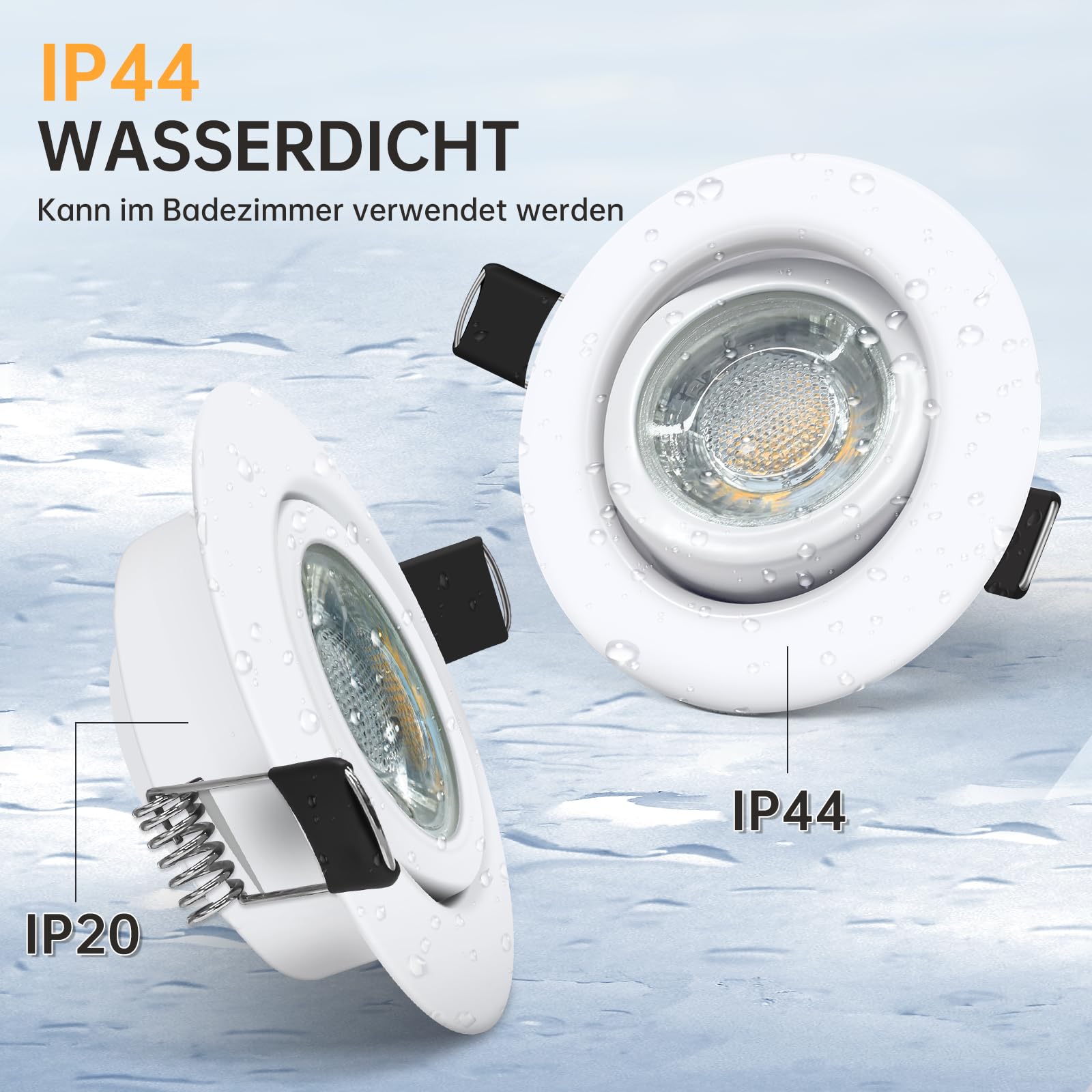 wowatt 10er LED Spots 230V Dimmbar, 5.5W Einbaustrahler LED Warmweiß 68mm | Ersetzt 60W Halogen Deckenspots Weiß Schwenkbar Ultra Flach IP44 Bad Einbauleuchten 2800K Hell 600LM Einbauspots Rund