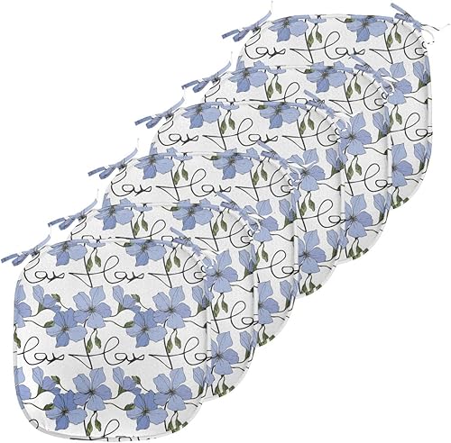 Miniatura 13 de Lunarable Swirly - Cojín de asiento para silla, diseño de líneas retro rizadas, funky en espiral, vida marina náutica, antideslizante, para cocina y